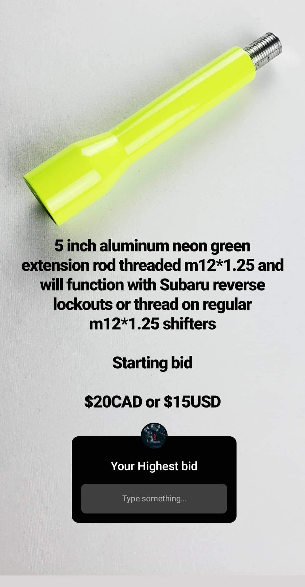 Neon green 5 inch extension